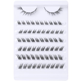 EMEDA Fox Eye Look Natural Lash Clusters, Pre-Styled False Eyelashes C Curl Mix Length 10-14mm Wispy Eyelash Clusters DIY at Home Super Thin Band (Fox Look QC-61)