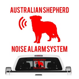 siviwonder Australian Shepherd Noise Alarm System Car Sticker Dog Foil Aussie Blue Merle Colour Red, Size 10 cm