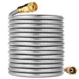 FangFarm Stainless Steel Garden Hose: 100FT 3/4" Male to Female Brass Fittings - Extra Long Metal Water Hose for Large Yard Farm Garden