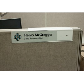 Quality Aluminum, Changeable Cubicle Nameplate Holder, Satin Silver Base, and Silver Name Plate Holder, Guaranteed Not to Crack (2" Depth)