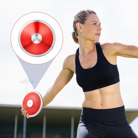 Silipull 2 Pcs Iron Shot Put Ball and Throwing Discus Set 1 kg Training Discus 12 lb Shot Put Track and Field Training Equipment for Boys Girls Beginners School Throwers Outdoor Practice (Red)