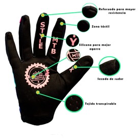 XMTBSTYLE Cycling Gloves for MTB Mountain Bike Road Enduro DH XC Downhill Freeride Touch Screen Enabled Breathable Non-Slip Reinforced (Flowers, L)