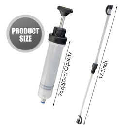Ajxn 1 PC Car Manual Oil Extractor, 200CC Brake Oil Fuel Filler with 17.1" Hose, Quick Vacuum Suction Leak-Proof Filler Oil Change Tool, Universal Portable Fuel Transfer Accessories for Cars (White)