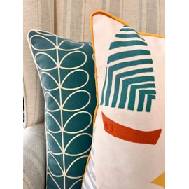 Senkon Home Luxury Cushion Cover. Yellow, Blue, Red Sail Boats 18”x18” Double Sided Square Throw Pillowcase. Decorative Piped Edges Invisible Zipper. Linen Cotton for Yachts, beach hut, seaside homes.