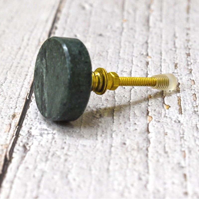ARTISNO Round Green Marble Brass Knob | Sweater Handle |