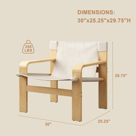 FAVSH Mid-Century Accent Chair with Wide Armrest & Solid Wood Frame, Detachable and Washable Armchair, Modern Living Room Reading Chairs for Bedroom Sunroom Bedroom Balcony