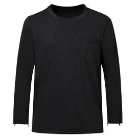 AIFARLD Post Shoulder Surgery Recovery Shirts for Men Full Tear Away Side Zippers Long Sleeve Dialysis Chemo Clothing