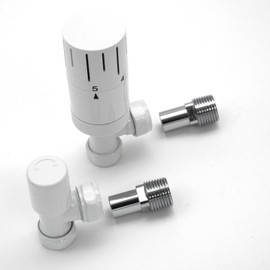WITEN&NOCK Valve for Radiator Thermostatic Valves Set Flow and Return Fitting 1/2 Inch for Heating Side Connection White Angle Valves Corner Mounting