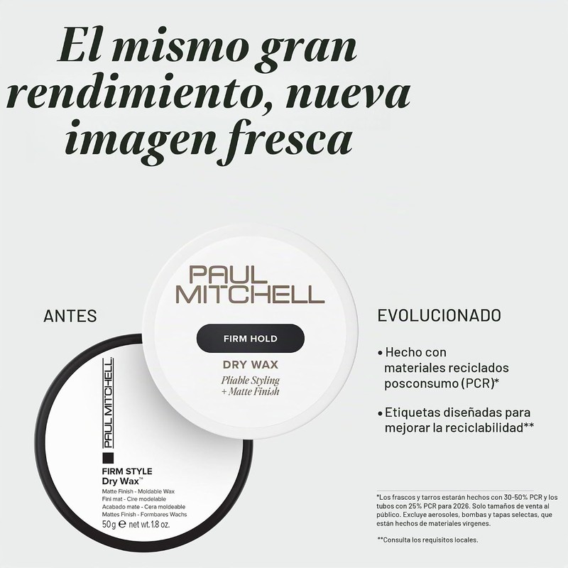 Paul Mitchell Dry Wax, Fijación de Larga Duración, Acabado Mate,