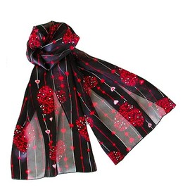 Evening Elegance Heart Scarves Valentine’s Day Mother’s Day Tiny Hearts Black - W521BK-G
