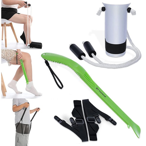 Fanwer Sock aid device for seniors & Sock Helper-Easy on, Easy Off socks, Hip Replacement Surgery Kit with Pants Assist for Elderly, Senior, Pregnant, Parkinsons aids for Daily life.