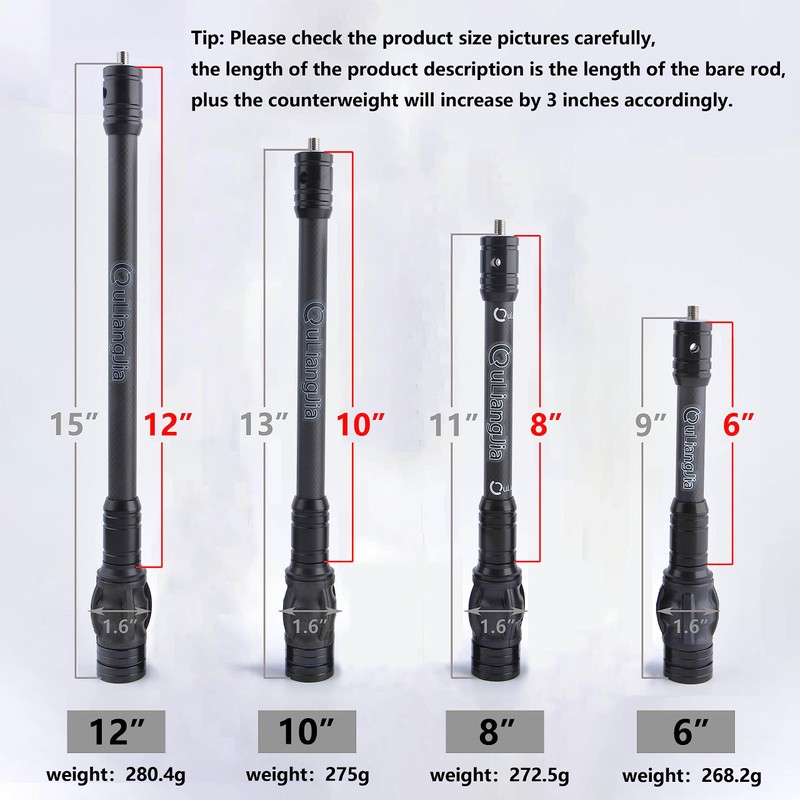 AMEYXGS 6inch/8inch Archery Bow Stabilizer Rod Balance Bar with Damping