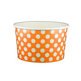 20 oz Yogurt Paper Cups- 600 Count (Polka Dot Orange)