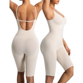 Takusun Women Backless Bodysuit Tummy Control Shapewear Low Back Sculpting Open Back Seamless Body Shaper for Backless Dresses