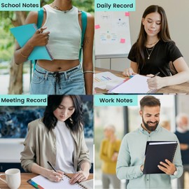 CAGIE 5 Subject Notebook College Ruled with Removable Tabs, Lined Spiral Journals Notebook for Women Men Writing, Notebooks for Work Note Taking School Supplies, A5 - Green