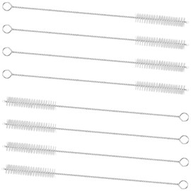 GFDesign Drinking Straw Cleaning Brushes Set Pipe Tube Cleaner Nylon Bristles Stainless Steel Handle - 8" x 3/8" (10mm) - Set of 8