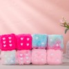Heart Embroidered Baby Pink Fuzzy Plush Dice - 3-Inch Decorative