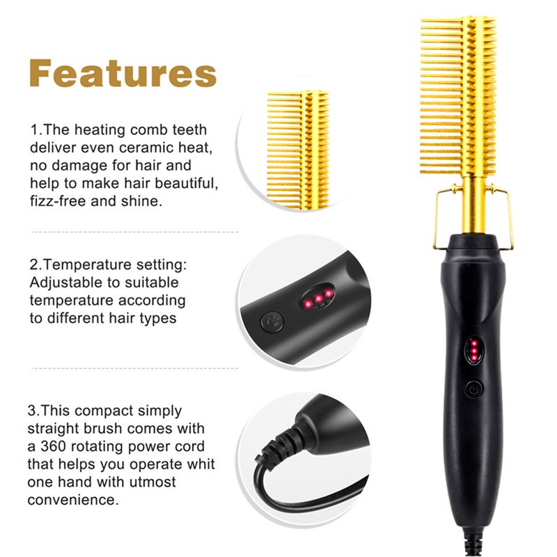 Electric Heating Comb WetDry Straightening Curling Hot Brush Hair Styling