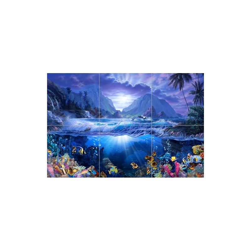 Ceramic Backsplash Tile Mural Dolphin Whale Underwater Ocean Fish Kitchen/Bathroom/Shower
