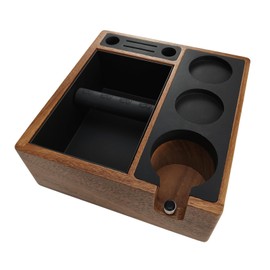 wencyzer Walnut Espresso Knock Box and Tamping Station, Coffee Organizer Box Fit for 58mm Espresso Tamper Distributor Portafilter Holder & Puck Screen Multi Accessory Storage