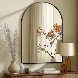 Arched Wall Mirror for Bathroom,Mirrors for Wall,28''x40'',Vanity Mirror for Bedroom Dresser, Entryway, Living Room, Metal Frame (28''x40'',Black)