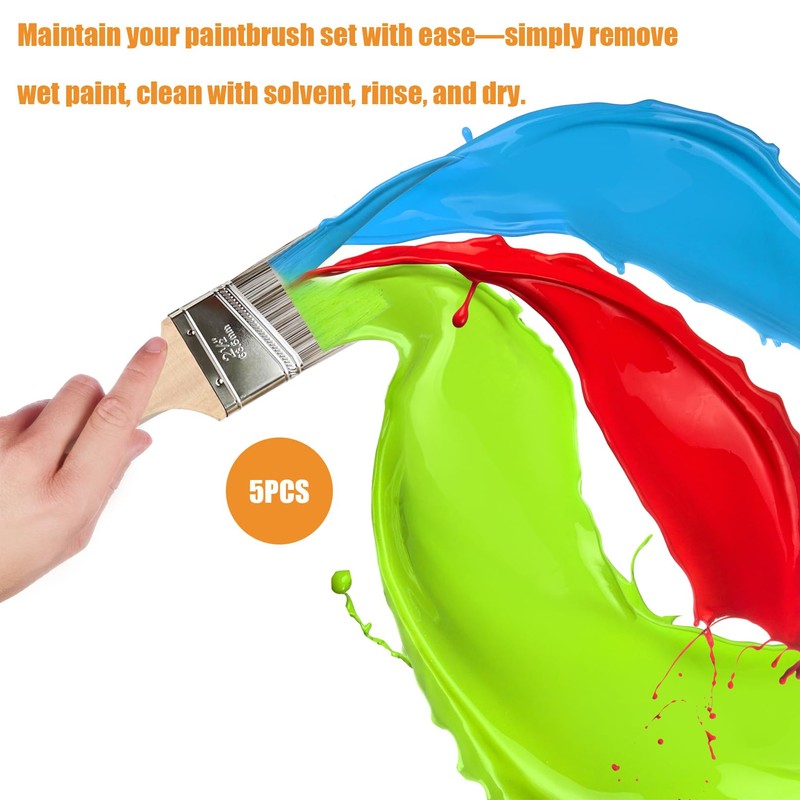 5-Piece Paint Brush Set,Paint Brush Set Decorating,Pro Angled Paint Brush,