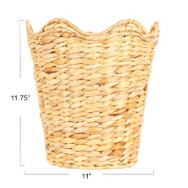 Household Essentials Woven Wastebin with Scalloped Edge, Natural