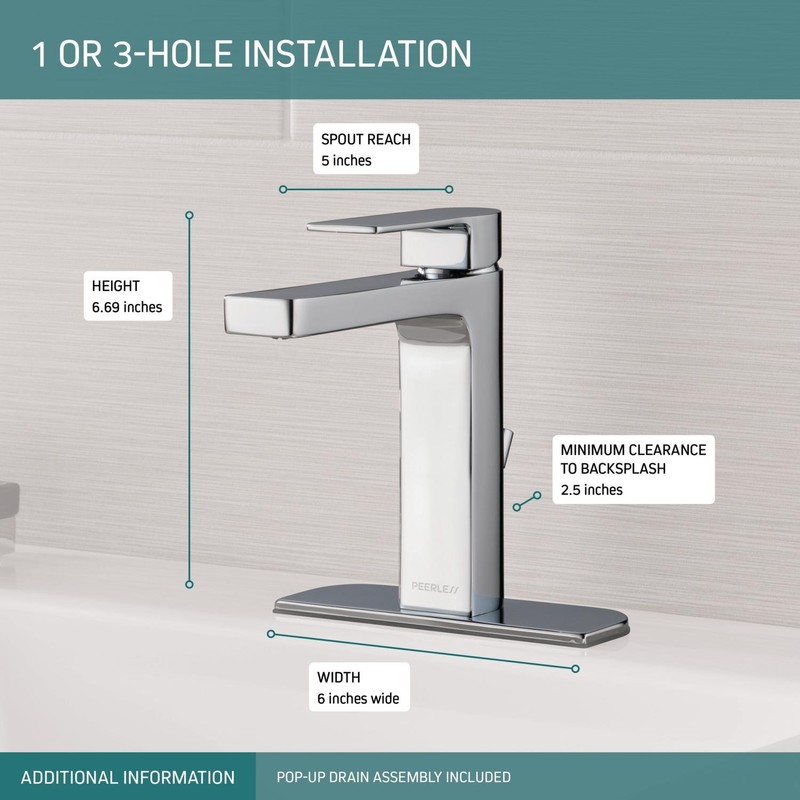 Peerless P1519LF-HA Xander Single Handle Hi-Arc Bathroom Faucet, Chrome