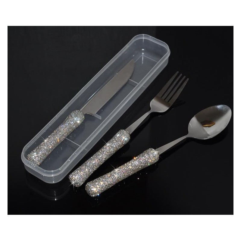 Bestbling Bling Rhinestone Crystal Dazzling Culinary Utensils Travel Set for