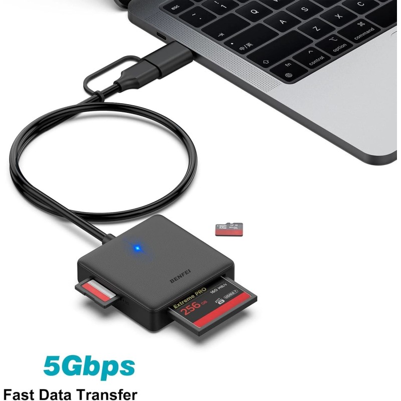Memory Card Reader, BENFEI 4in1 USB 3.0 and USB-C to