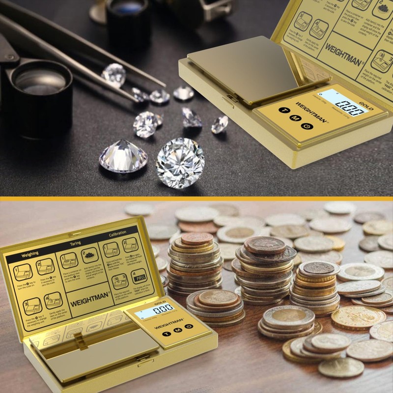 WEIGHTMAN Digital Scale Gram, 200g/0.01g Pocket Scale Gold Titanium Plating,
