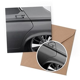 1 x Greeting Card & 10 cm Round Sticker Set - BW - Green American Hot Rod Car - Birthday Thank You Friend Lover Fan Mum Dad Kids #37461