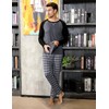 Litherday Men's Long Checked Pyjamas Set with Crew Neck Cotton