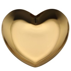 JEOPKO Small Trinket Tray, 9.1cmx8.7cm golden Heart Shaped Jewellery Dish Plate Stainless Steel Decorative Tray Earrings Rings Bracelet Dish Dresser Decor.…