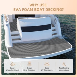 Hjdeck EVA Foam Boat Decking 94.5"x35.4" Boat Flooring Self-Adhesive Marine Flooring Non-Slip Faux Teak EVA Boat Floor Mat Marine Carpet for Fishing Boat Yacht Floor Swimming Pool RV Golf Cart Ramp