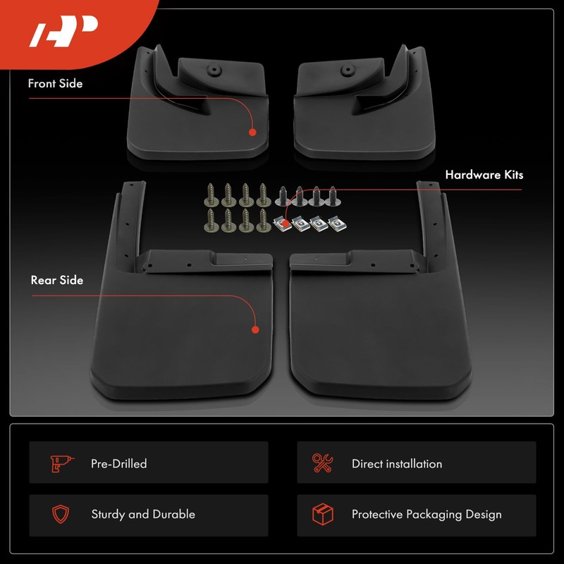 A-Premium Set of 4PCS Mud Flaps Splash Guards Mudguards Mudflaps