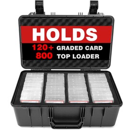 Graded Card Case - Storage Box for 120+ CSG, BGS, SGC, Top Loaders Graded Sports Trading Cards with 6 EVA Foam