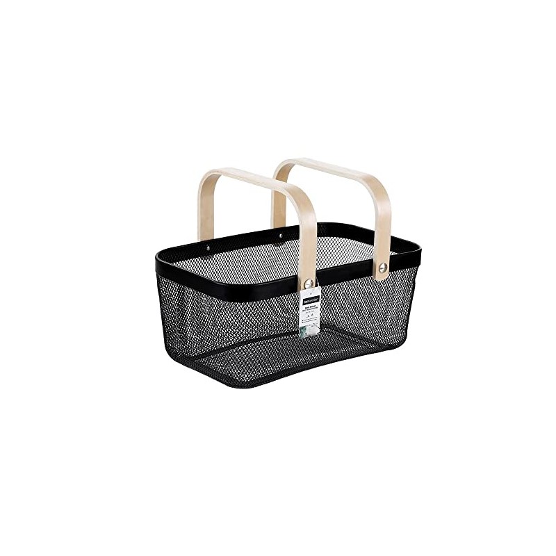 Box Sweden 40x25x17cm Mesh Home Storage Basket/Organiser w/Wooden Handle Black