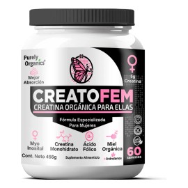 Creatina para Mujer CreatoFem | 60 Servicios | Sabor Arándano-Miel | Purely Organics