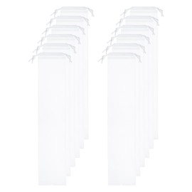 sourcing map 12pcs Umbrella Bags 25.2"x4.3" Wet Umbrella Sleeve Cover Reusable Folding Umbrella Storage Bag with Drawstring for Folding Travel Umbrellas, White