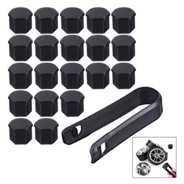 iwobi Pack of 20 19 mm Car Wheel Bolt Caps Wheel Nut Caps Covers with Removal Tool (Black)