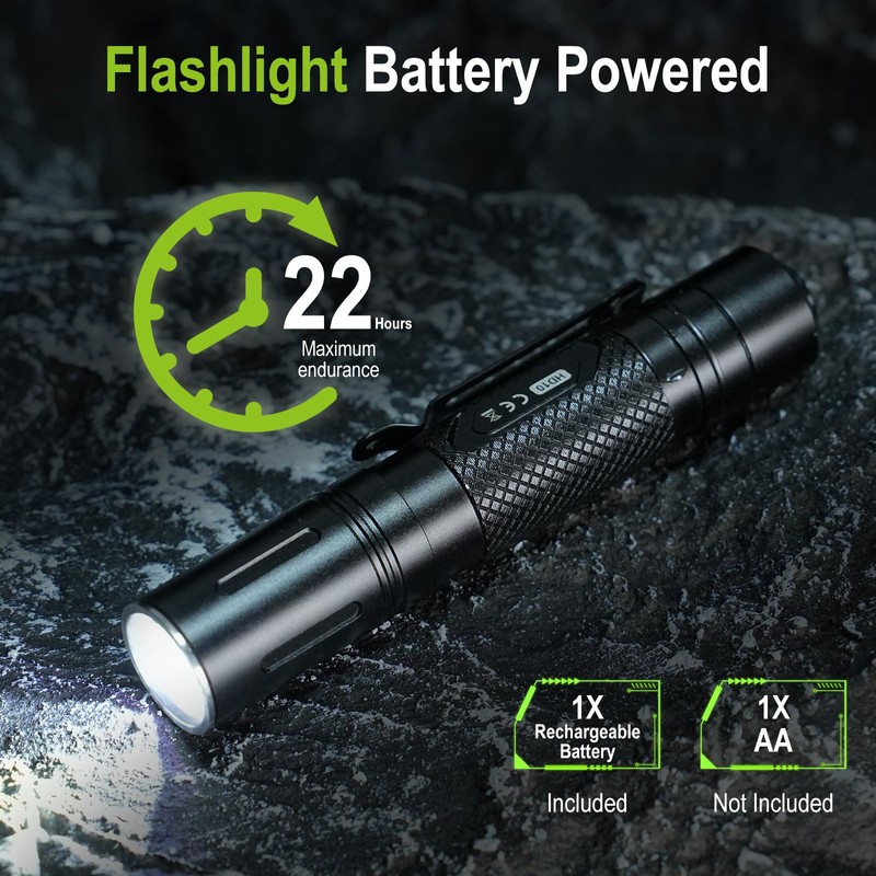 HOSONIC HD10 Rechargeable Tactical Flashlight, Small Flashlights Powerful with Clip,