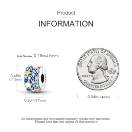 Parmuz Clip Spacer Charm for Bracelet 925 Sterling Silver Pave Cubic Zirconia Clip Lock Spacer Stopper Charm Bead Star Moon Evil Eye charms Jewelry Gift for Woman