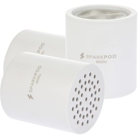 SparkPod High Output Shower Filter Cartridge- Suitable for People with Sensitive and Dry Skin and Scalp, Filters Chlorine and Impurities | 1-min install (Standard, 3 pc)