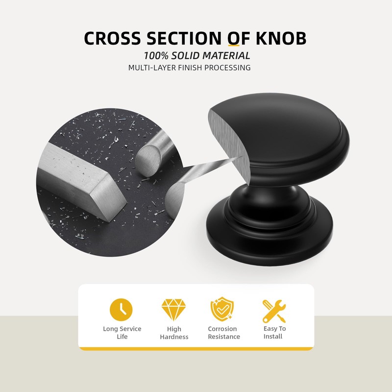 Goldenwarm 25 Pack Cabinet Knobs Black Cabinet Knobs Round Black