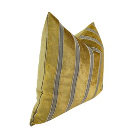 THE-TINOART 22 x 22 Inch Shiny Gold Velvet Throw Pillow Covers Striped Embroidery Cut Velvet Cushion Case Luxury Modern Throw Pillow Cover Decorative Pillow for Couch Sofa Living Room Bedroom Car