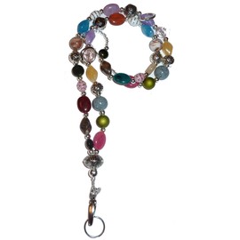 Chunky Multi Fashion Women's Beaded Lanyard with break away magnetic clasp 34 inches