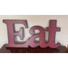 K.U.A Red Eat Wood Wall Decor Hanging Sign Chic MDF