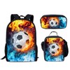Biyejit Red Blue Fire Soccer Print Kids Backpacks for Teens