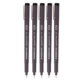 Staedtler Pigment Liner 0.3 mm Black [Pack of 5 ]